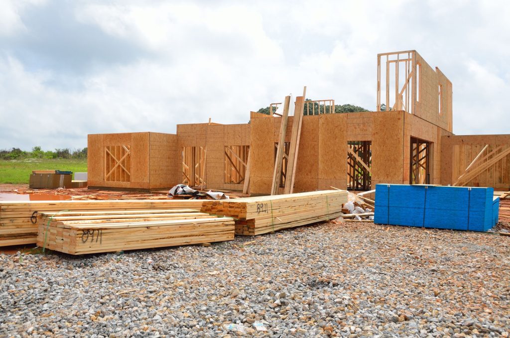 A custom home in the process of being built.